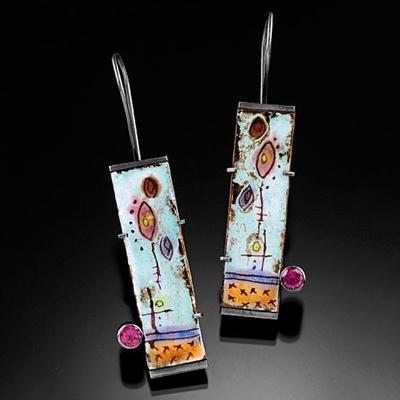 Neue Blumen-Emaille-Ohrringe für Frauen, böhmische Blumenohrringe