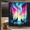 Waterproof Shower Curtain Northern Lights Aurora Borealis Wolf Forest Night Sky Fantasy Decor Bathroom Curtain Liner Best Seller