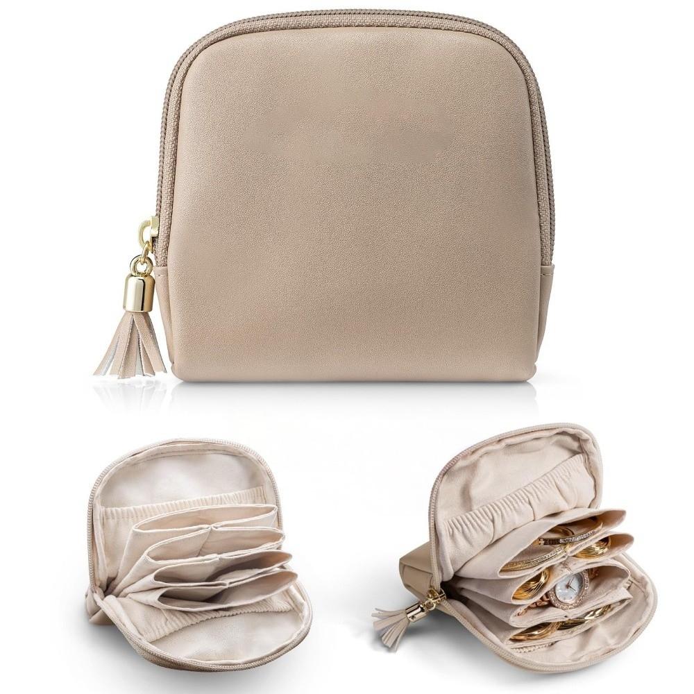 Fashion PU Leather Jewelry Packing Bag Large Capacity Multi Compartment Jewelry Storage Case Tassel Travel Bag Travel