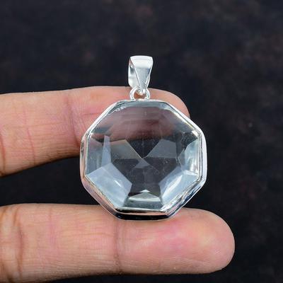 Fasetovaný prívesok z bieleho topásu elegantný šperk prívesok zo šterlingového striebra 925 ručne vyrobený prívesok šperky z pravého bieleho topásu darčeky pre matku