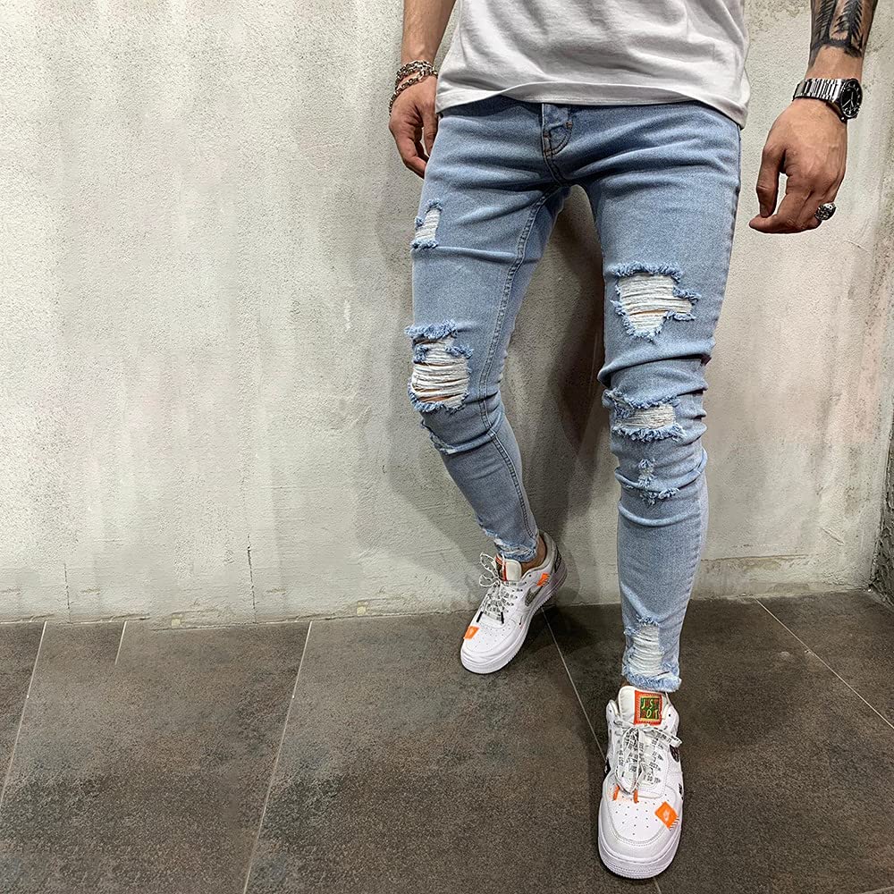 De Distressed Slim Elastic All Distressed [Petit Francais] Jeans, Fit, Stylish, Stretch, Waist, Men's Pants, Khaki, Seasons, Cool, Spring/Autumn,