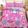 Kids Cartoon Duvet Cover Set Full/Queen Microfiber 3D Bedding Set Soft Pink Castle Princess Comforter Cover With Home Textile