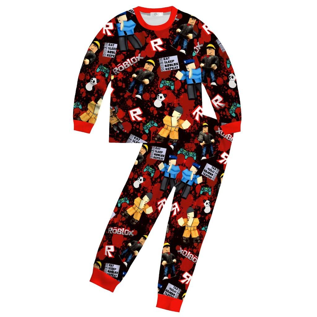 81173 Children Boys Girls Roblox Game Print T-Shirt Top Pants Pajamas Sleepwear Sets