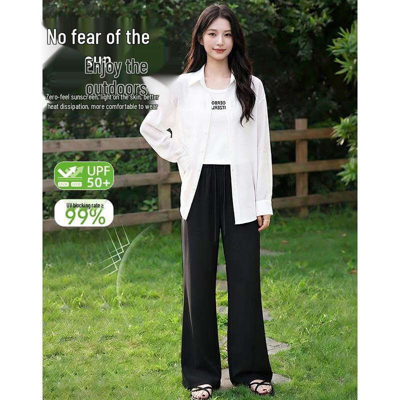 La Chapelle Women's Ice Silk UPF50+ Flared Casual Pants