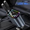 Retractable Car Charger 120W Starry Sky Top Projection Light Four-In-One Type-C+Lightning Dual Wires Usb+Pd Expansion Socket
