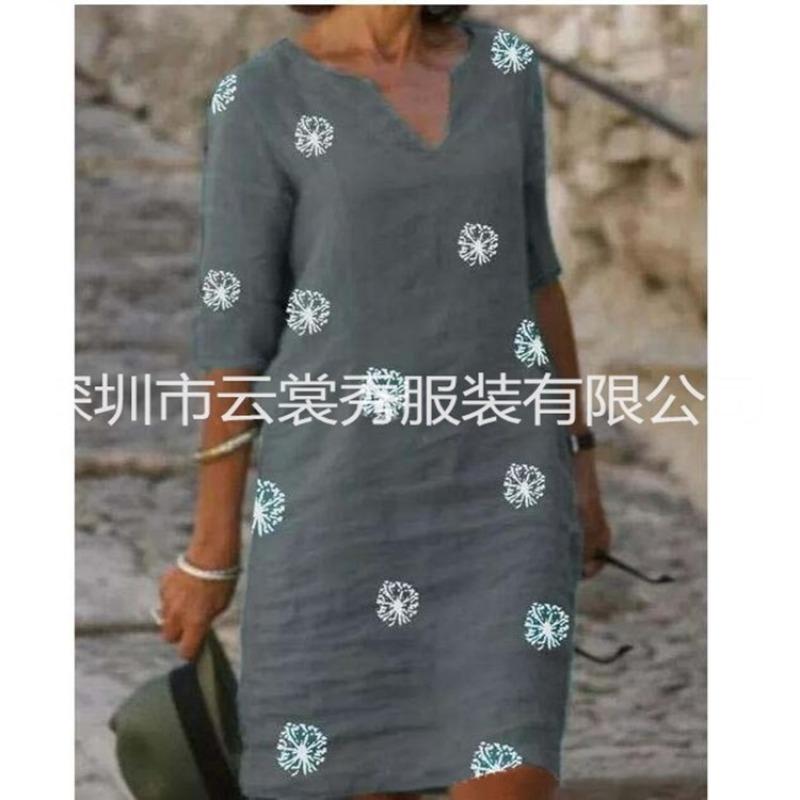 QICED Fashion Summer Spring  1/2 Sleeves V-Neck Casual Dresses