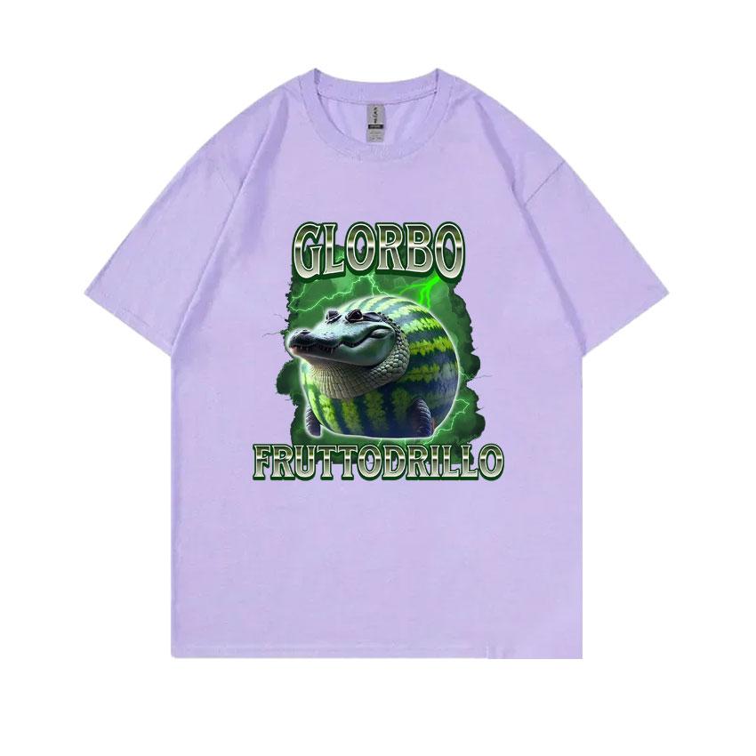 Italian Brainrot Glorbo Fruttodrillo T Shirts Watermelon Crocodile Funny Meme T-shirt Summer Men Women Fashion Oversized Tops