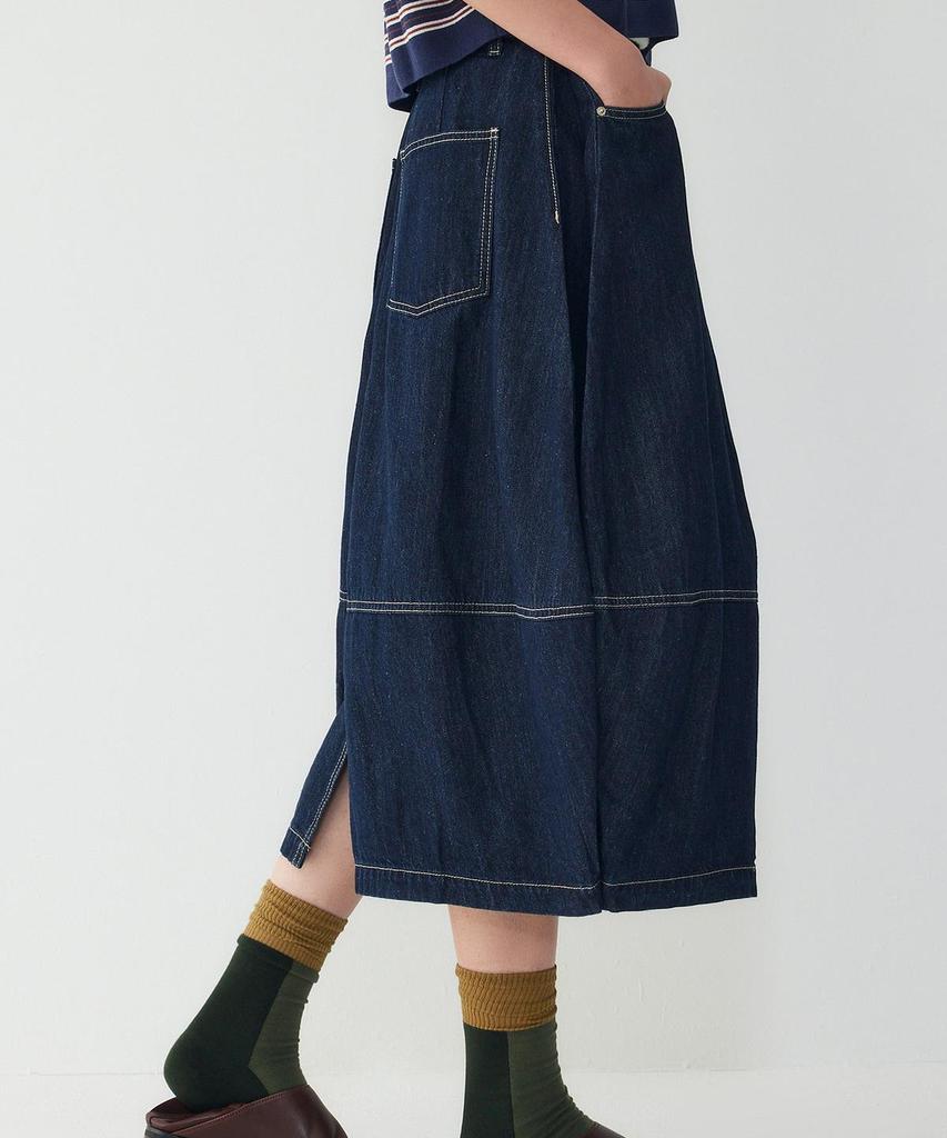 STUDIO TOMBOY Side Pleated Balloon Fit Denim Skirt_Indigo 9106262202