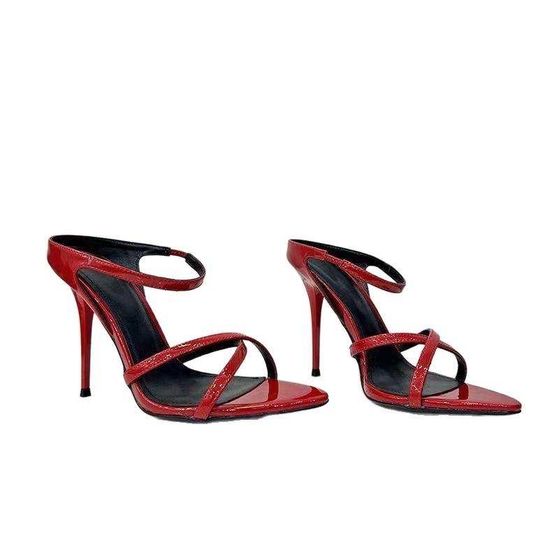 Pointed stiletto back empty sandals sexy open-toed stiletto temperament spring and summer fish mouth high heels wear cool slippers