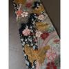 Used Fukuro Obi with Butterfly and Flower Pattern On Black Ground with Gold Thread