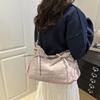 Pleated Bow Crossbody Bag Multiple Pockets Hobo Bag Sweet Nylon Shoulder Bag Travel