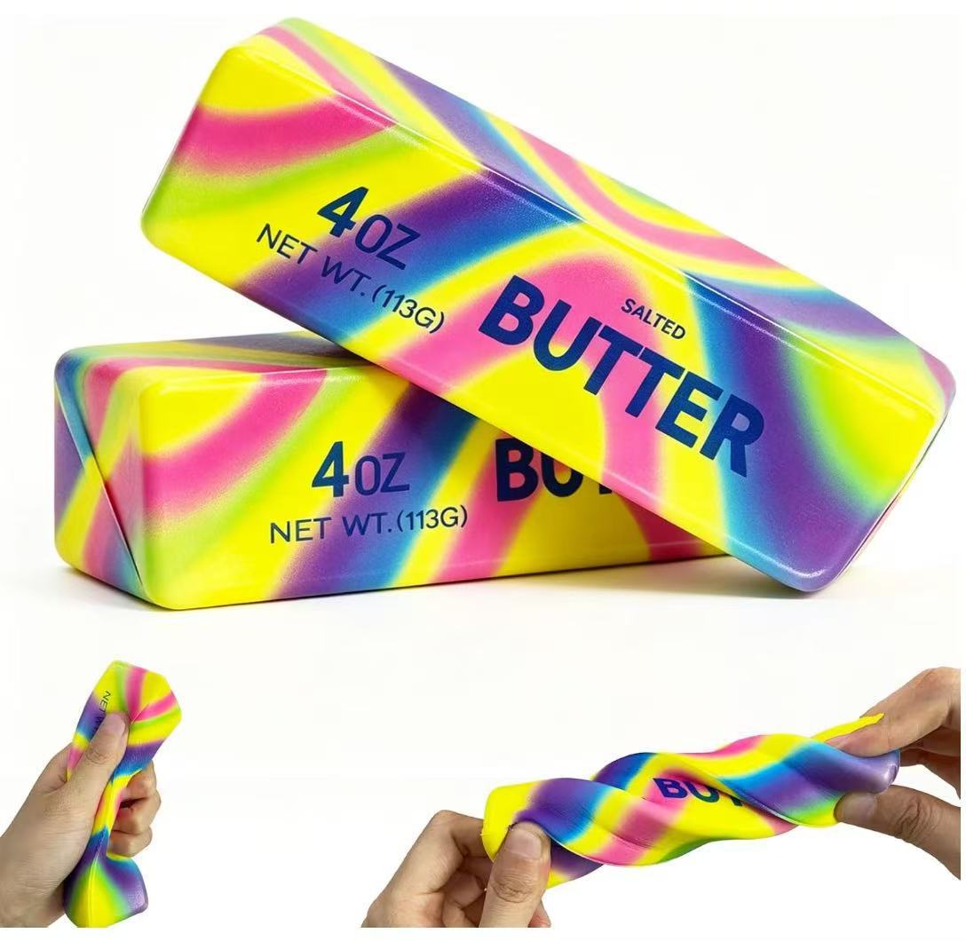 High Quality 13cm Butter Squishy Toys Pu Foam, Squishy Butter Stick, Gold Butter Squishy with Box