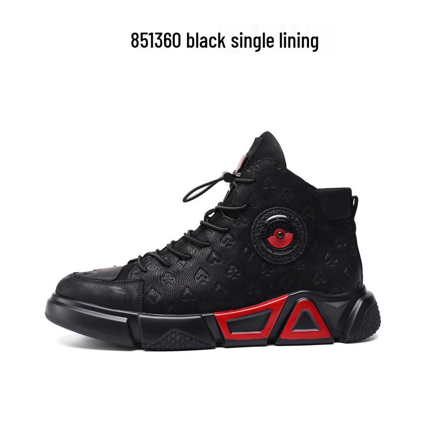 

Men’s Winter Fleece-Lined High-Top Leather Boots: Martin Style, Two-Cotton, First Layer Cowhide. 44