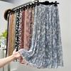 Blommig kjol Resår i midjan Utsökt mönster Extra mjuk Färgäkta Lös passform Uppklädd Polyester Sommar Blomtryckt Klänning Kvinnor Plisserad kjol