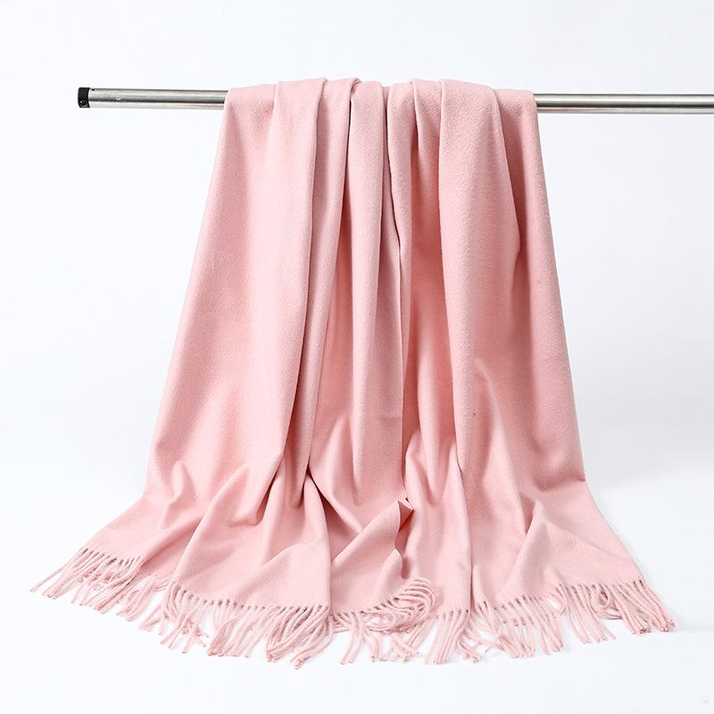 Wool Scarf Women's Winter Korean Style Thickened Warm Solid Color Scarf Shawl High End Versatile Cashmere Scarf