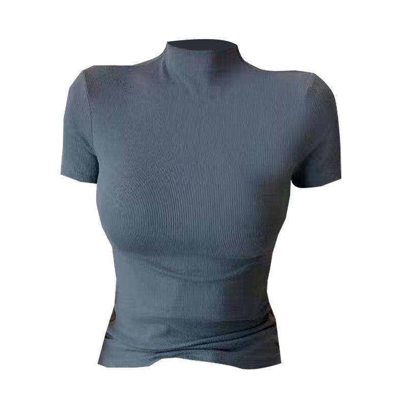 Women's Encore Red High Neck Short Sleeve Base Layer T-shirt - Summer/Autumn 2024 Fashion.