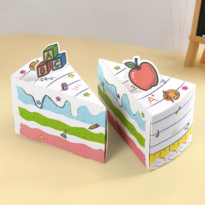 10 Pezzi Pezzo di Torta Triangolare Scatole di Carta per Caramelle Decorazione Regalo Bomboniera per Baby Shower Festa di Compleanno