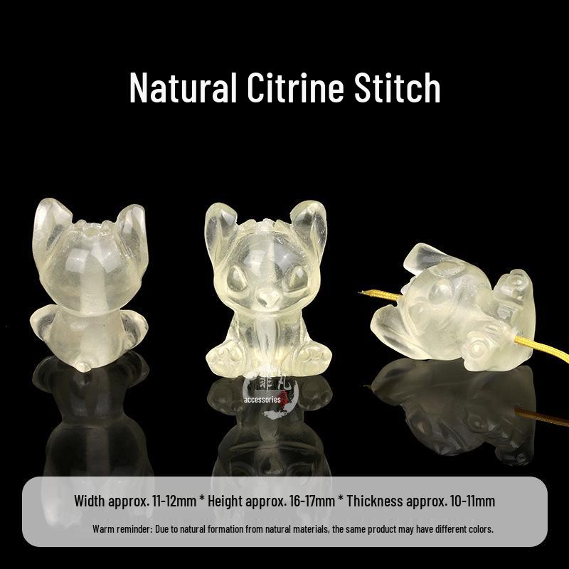 Natural Citrine Carving: Double Lotus, Nine-Tailed Fox, Rabbit, Gold-Swallowing Beast, Waking Lion - DIY Handmade Accessories