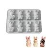 2PCS 3D Easter Bunny Silicone Molds Rabbit Chocolate Mold For Baking Cake Jelly Ice Cube Tray Candle Soap Resin Candy Mold