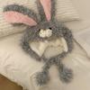 Sweet and Cute Rabbit Ears Plush Hat Women's Autumn and Winter Warm Ear Protection Lei Feng Hat Showing Face Small Furry Hat Trendy