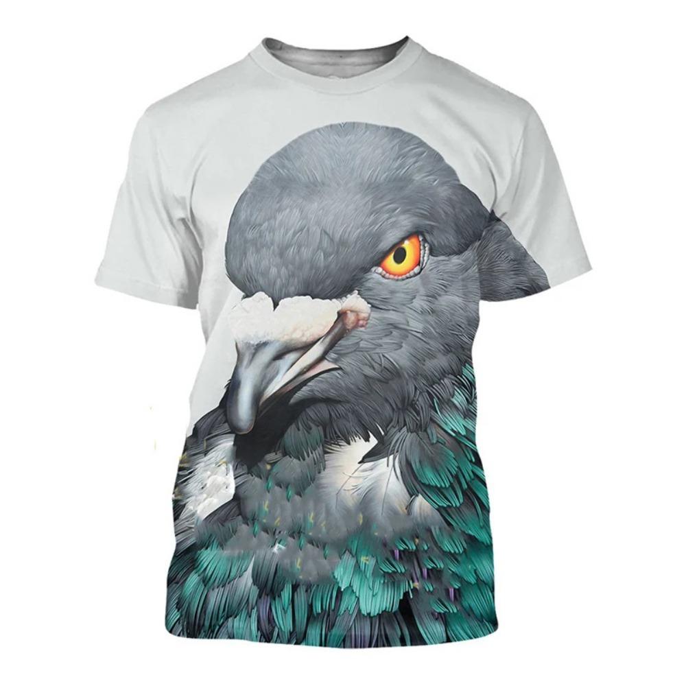 3D Harajuku Animal Print T Shirt For Men Funny Pigeon Pattern Short Sleeve Pullover Summer Casual O-neck Loose Tops Hot Sale Tee