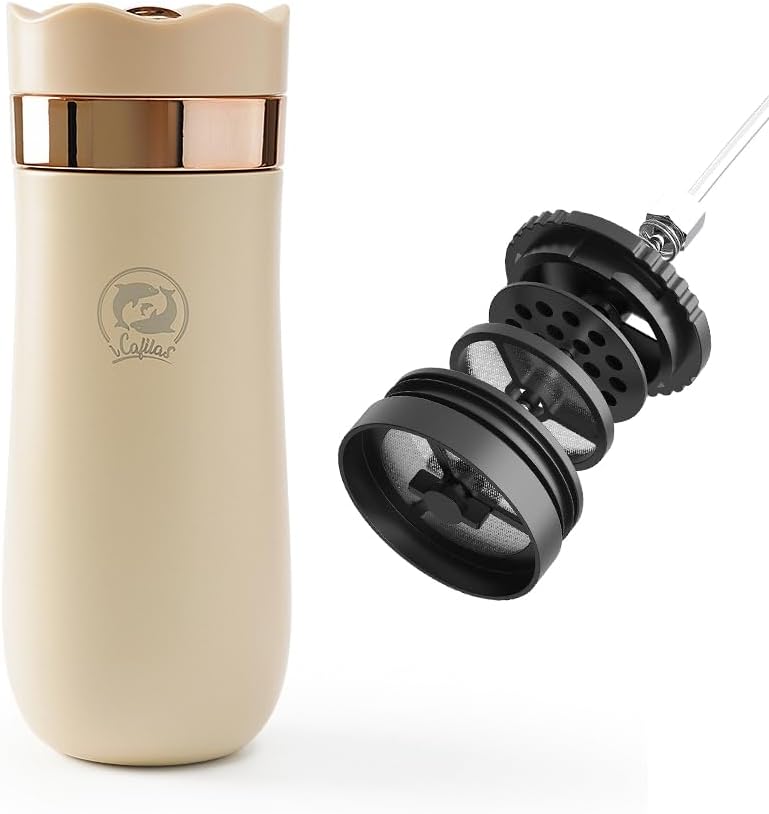 Przenośny ekspres do kawy French Press na podróż, izolowany próżniowo ekspres do kawy i filiżanka do herbaty, mini kubek próżniowy, kubek do kawy z filtrem