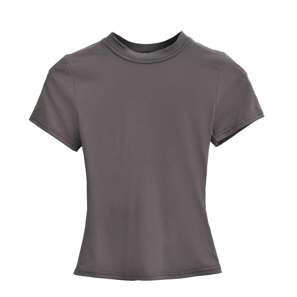 Sexy European & American Style Slim Fit Short Sleeve Round Neck T-Shirt - Versatile Summer Basic