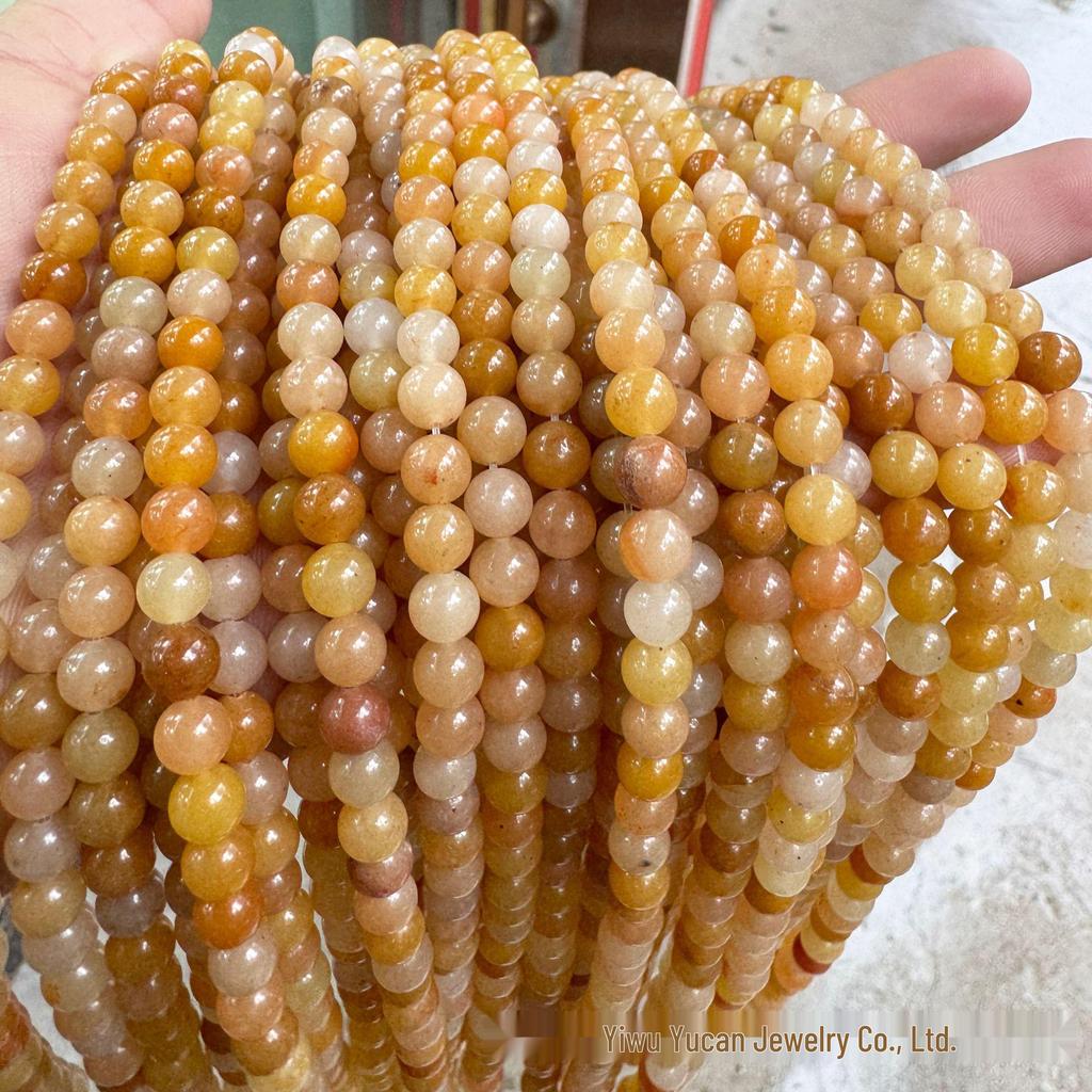 Natural Yellow Aventurine Round Loose Beads for DIY Jewelry and Chalcedony Necklace Crafting