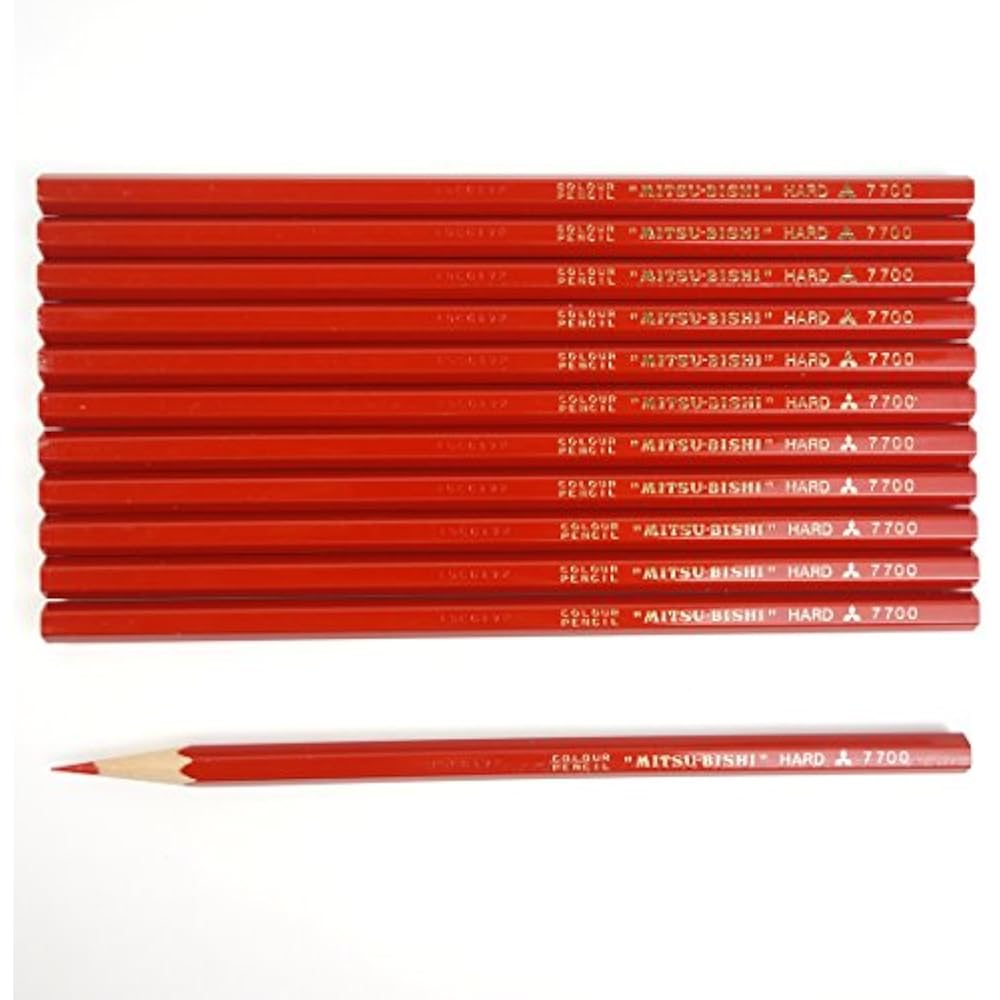 Mitsubishi Pencils, colored pencils, hard colored pencils, red, 12 pcs, K7700.15
