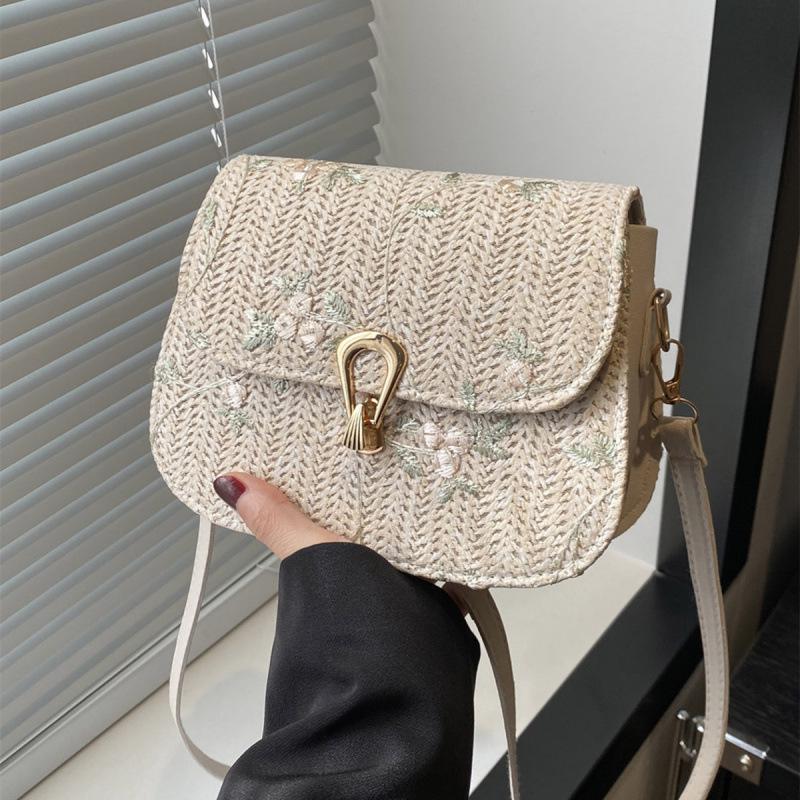 

2025 Straw Woven Crossbody Bag: Trendy Summer Women s Shoulder Bag брудно-білий