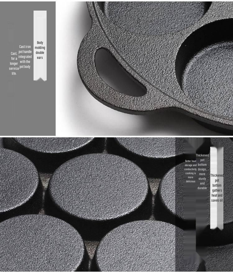 Non-Stick Cast Iron Egg Burger Mold & Dumpling Pan