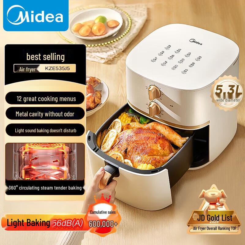 Midea 5.3L No-Flip Steam Air Fryer