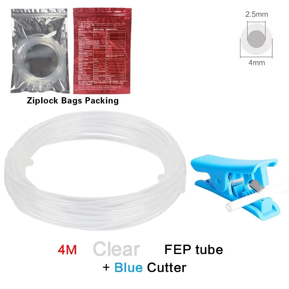 PTFE 3D Printer Feeding Tube 4x2.5mm 4 Meters Long PTFE Tube with Cutter Teflonto Pipe for Bambu Lab P1S AMS A1 Mini Consumable
