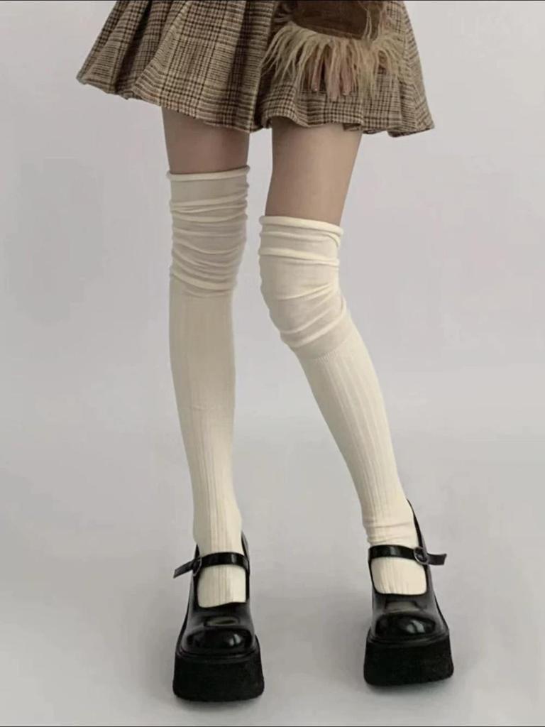 Korean Style Women's Over-the-Knee Preppy Leg Warmers - Trendy Autumn/Winter Calf Socks