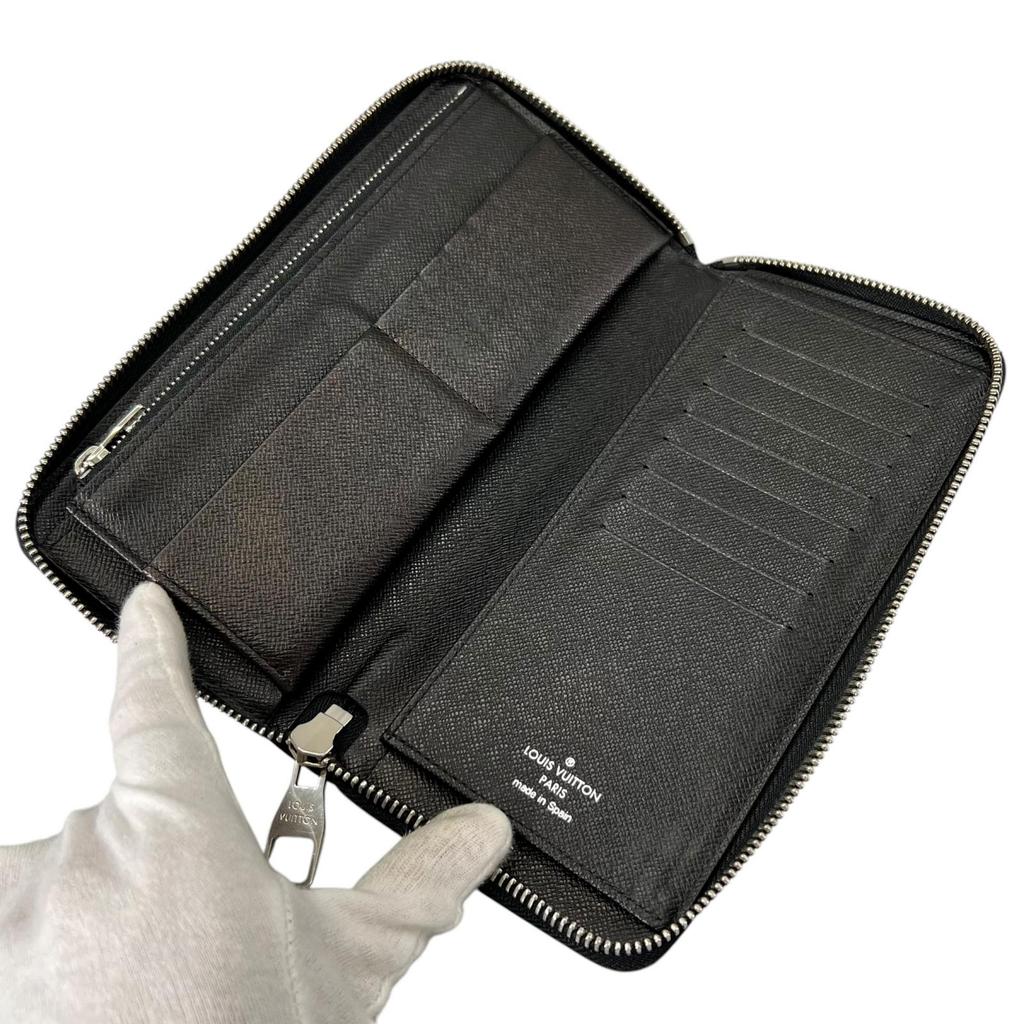 Louis Vuitton Zippy Wallet Verdical Purse Black Women Used