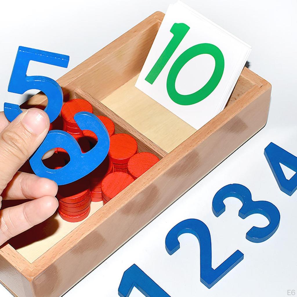 Educational Math Learning Set for Kids - Number Counting Blocks & Cards