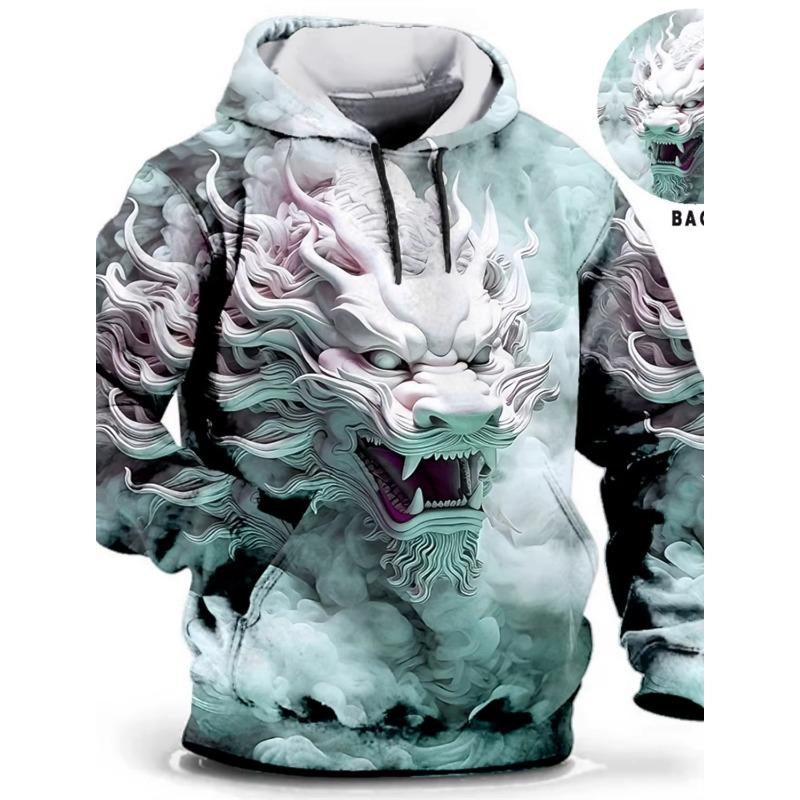 Graphic Lion Men's Fashion 3D Print Hoodie Streetwear Hoodies Long Sleeve Hooded Print Front Pocket Spring Hoodie Sweatshirt