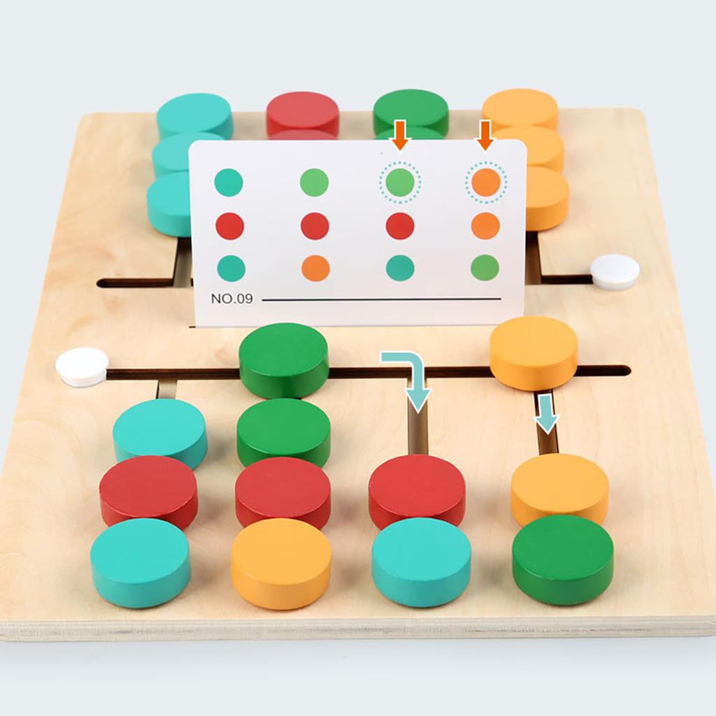 Color Matching Kids Game Montessori Sliding Puzzle Board Memory Game Brain Teaser Wooden Travel Toys 2 Players Party Games
