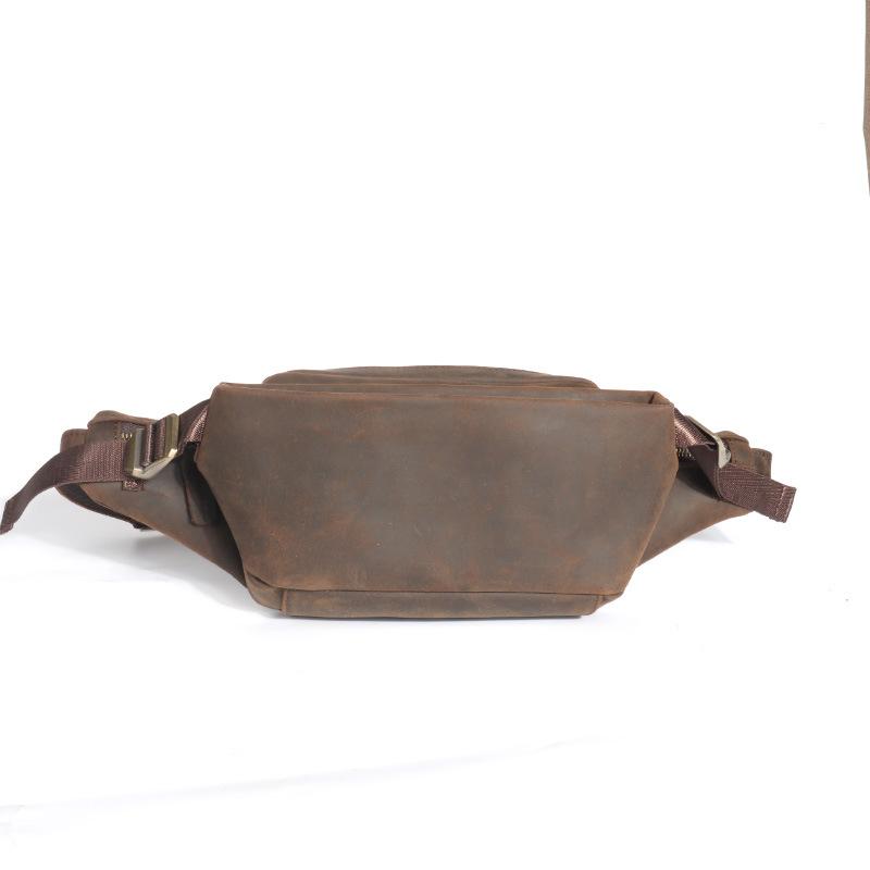 Nieuwe Heren Heuptas, Buiten Cowhide Telefoontas, Multifunctionele Echt Leer Borsttas, Crazy Horse Leer Crossbody Tas