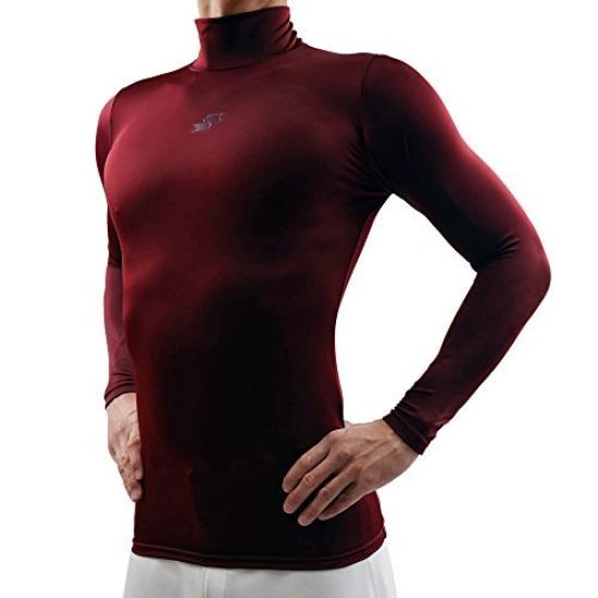 SSK Baseball Fitted High Long General Use Red Undershirt, Neck, Sleeve, (Dark (22), S)