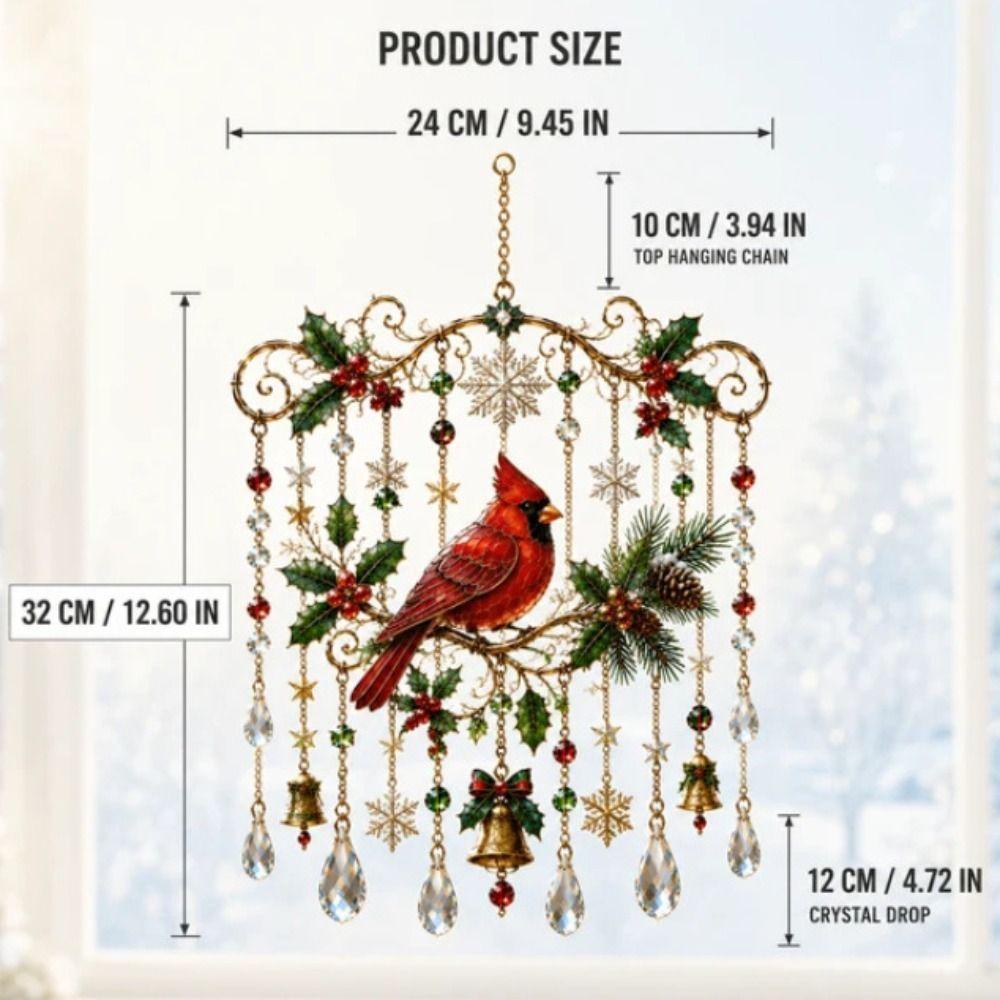 Hanging Design Christmas Suncatcher Acrylic Santa Sleigh Ornament Holiday Wind Chime Xmas Gift
