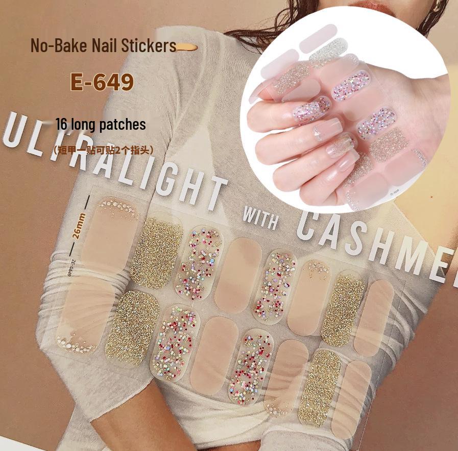 5D No-Bake Nail Polish Stickers: Soft Film, Full Cover, Sparkle Whitening, Pure Desire, 16 Extended Version Stickers