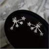 Elegant Star Crystal Earrings Claw Shape Zircon Earrings Women Sparkling Studs  For Men And Women