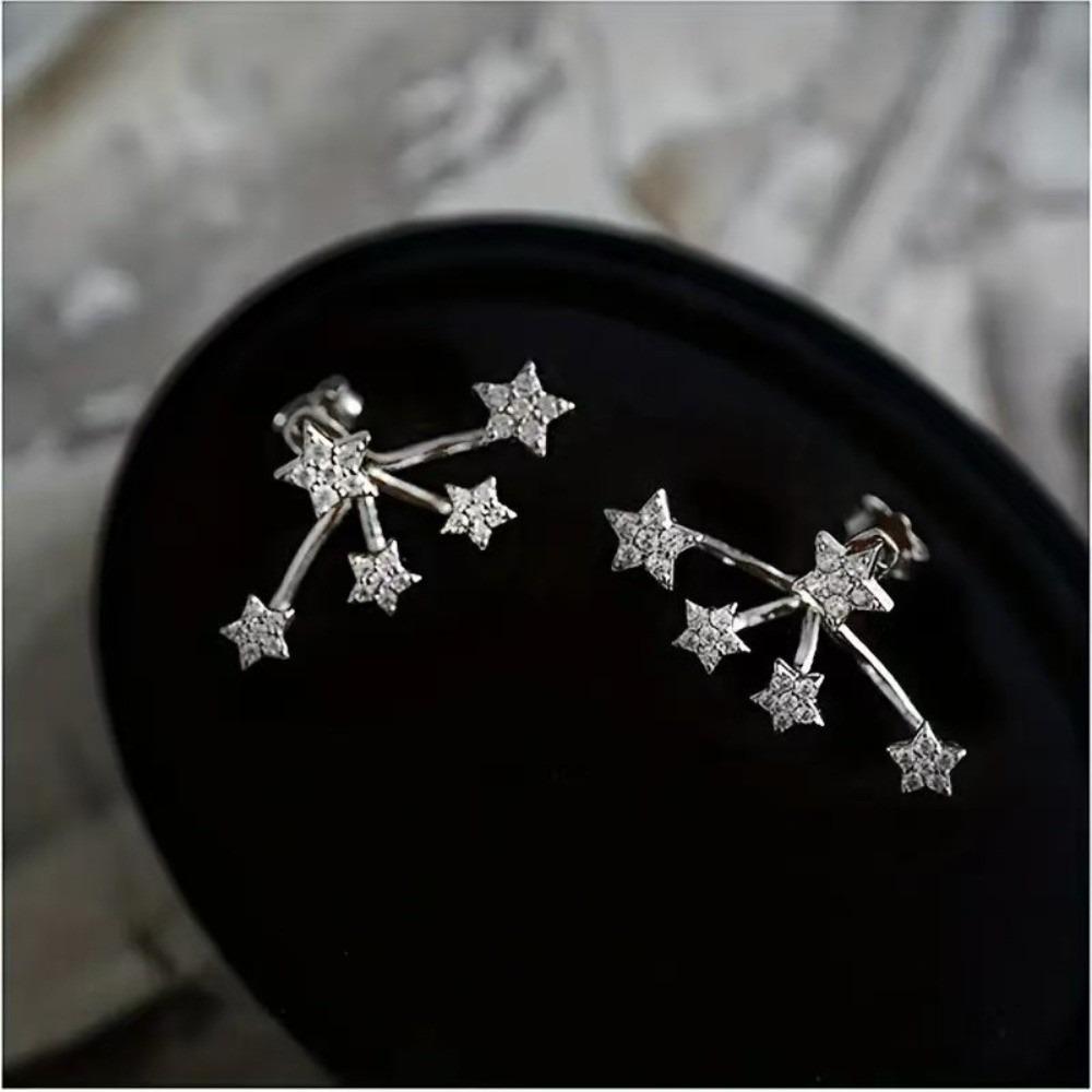 Elegant Star Crystal Earrings Claw Shape Zircon Earrings Women Sparkling Studs For Men And Women