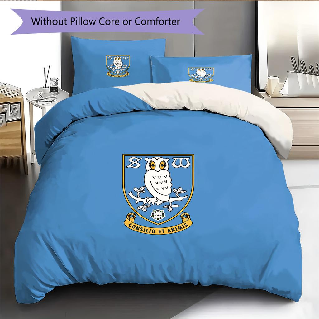 Sheffield Wednesday F.C Pattern Bedding Quilt Set Home Decoration Gift (1 * Duvet Cover + 2 * Pillowcase Without Core)