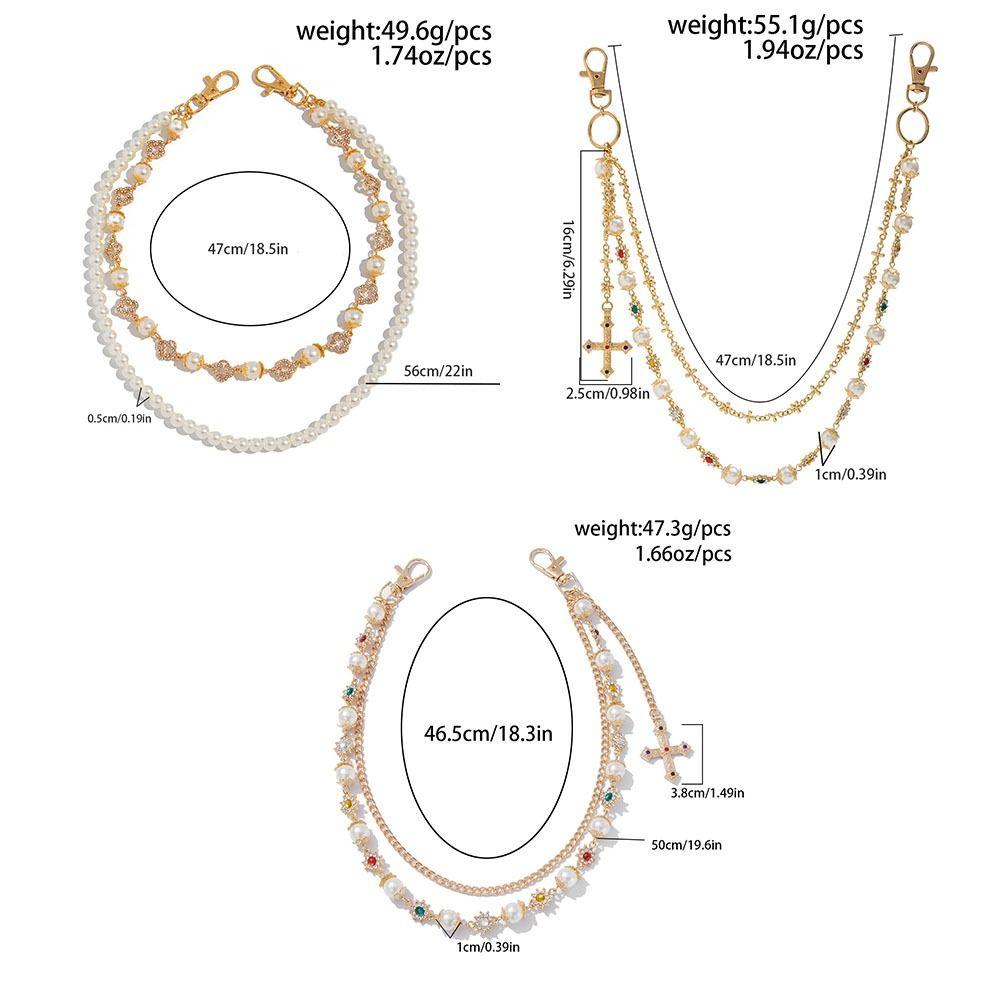 Exquisite Cross Waist Chain Luxuriöser Hip-Hop Stil Herz Perlen Taille Kette Hipster Harajuku Quaste Hosenkette Für Männer Frauen