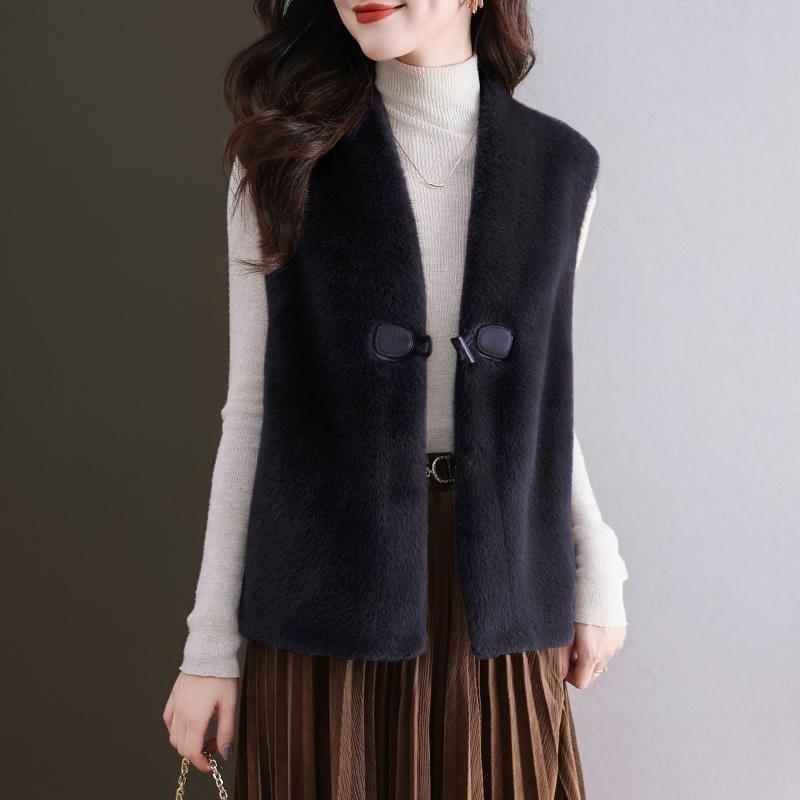 New Imitation Mink Velvet Vest Spring Autumn and Winter Fur Coat Vest Wear Thin Mother