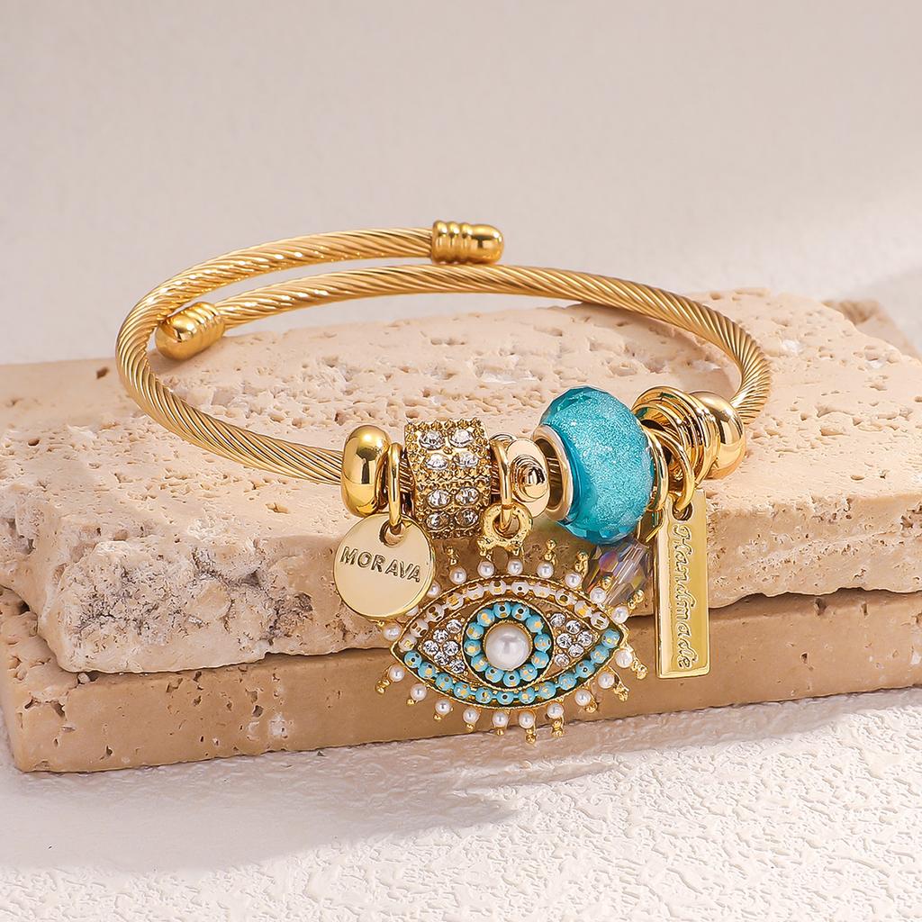 1PC Women's Fashion Pan Family Multi Element Beaded Devil's Eye Bracelet Zircon Suitable for Date, Party, Festival Gift