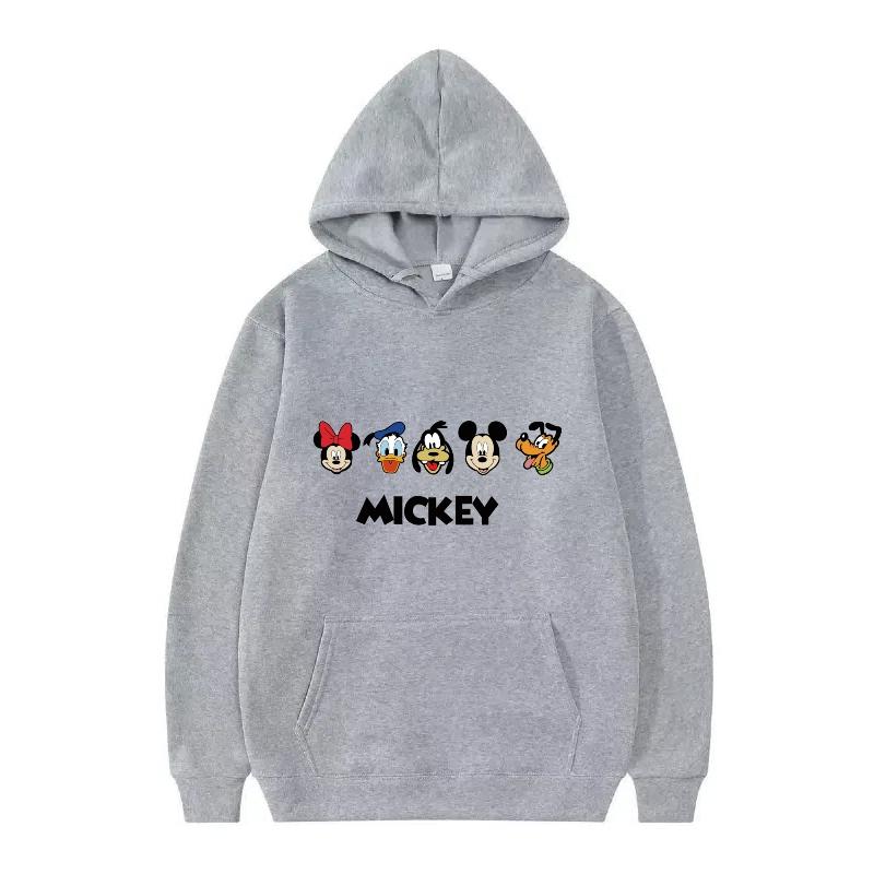 Disney Mickey Mouse Pattern Woman Fleece Casual Loose Black Autumn Tops Clothes Pullovers Ladies Cheap Hoodies Men Sweatshirts