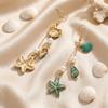Bohemian Style Alloy Starfish Drop Earrings Conch Shell Long Tassel Earrings Geometric Shape Elegant Enamel Earrings Vacation